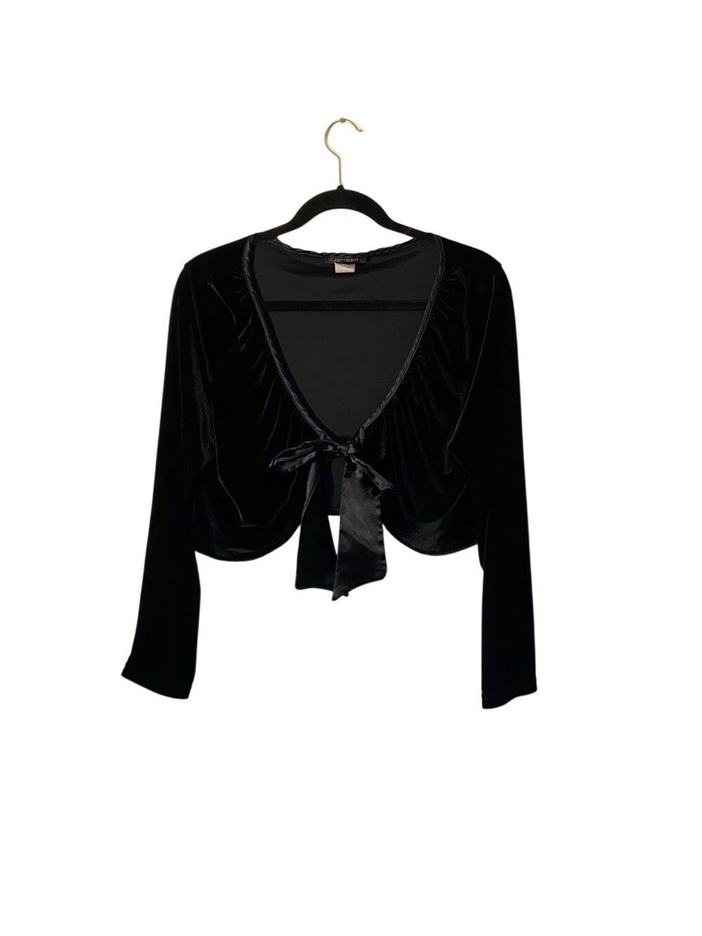 VTG Jonden women’s black velvet front tie, bolero whimsigoth XL